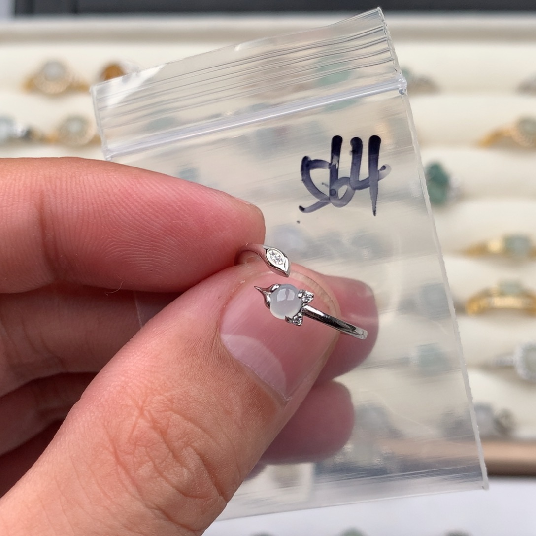 翡翠银S925镶嵌戒圈564