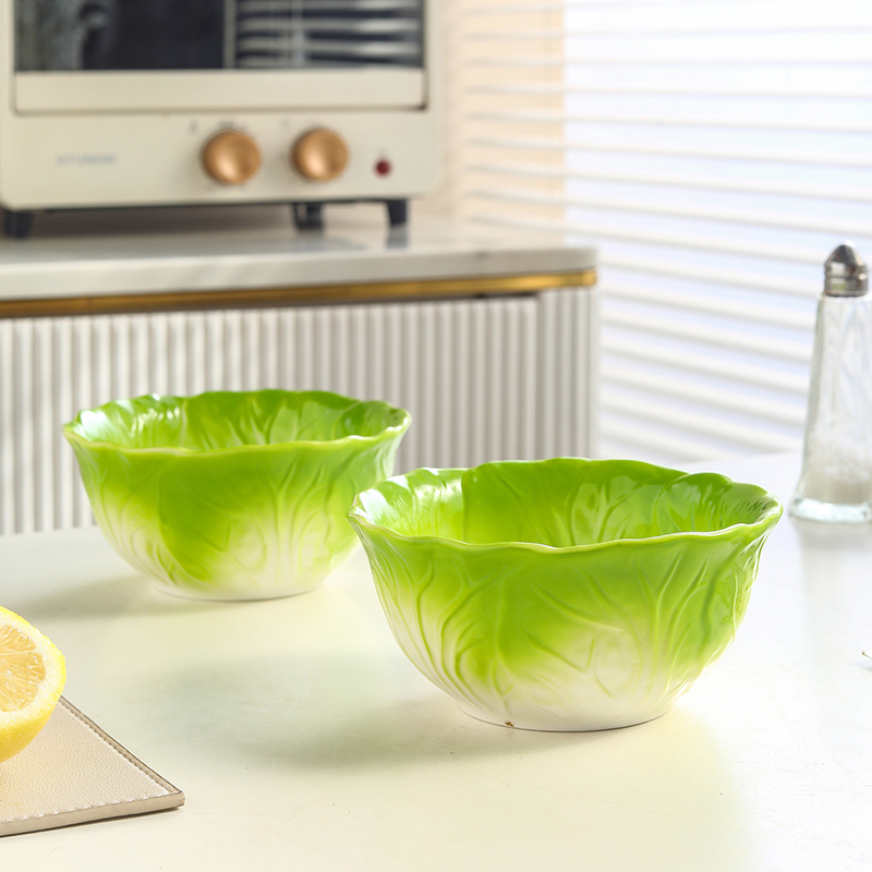 【百财纳福】白菜造型陶瓷碗网红同款4.8寸饭碗水果沙拉碗米饭碗