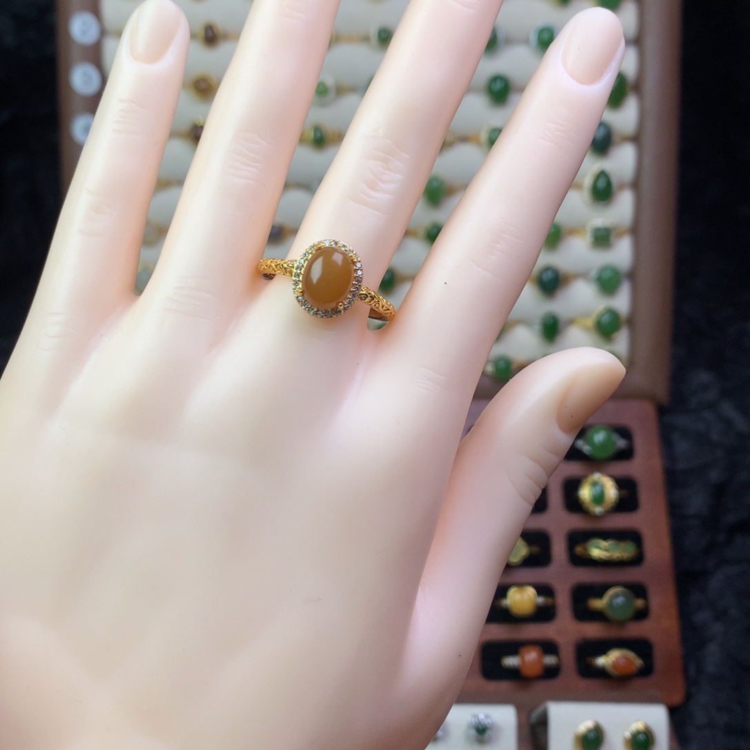 和田玉银S925镶嵌戒指