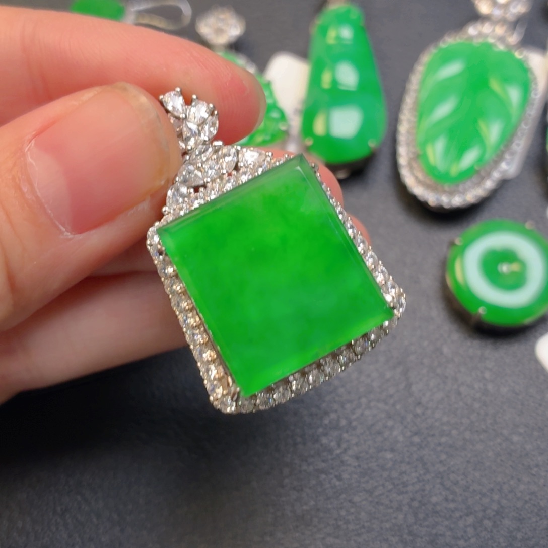 翡翠银S925镶嵌吊坠(不含链)