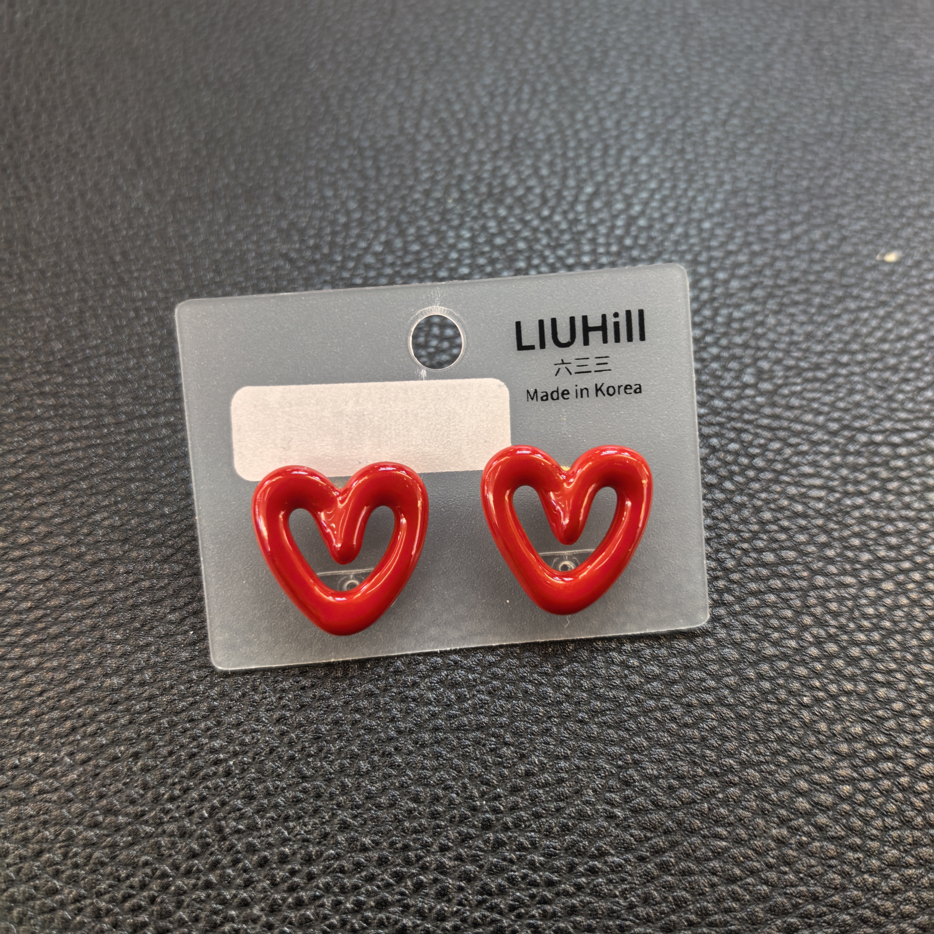 铜合金锆石耳饰 D485红色楼空爱心泡菜款耳钉耳饰