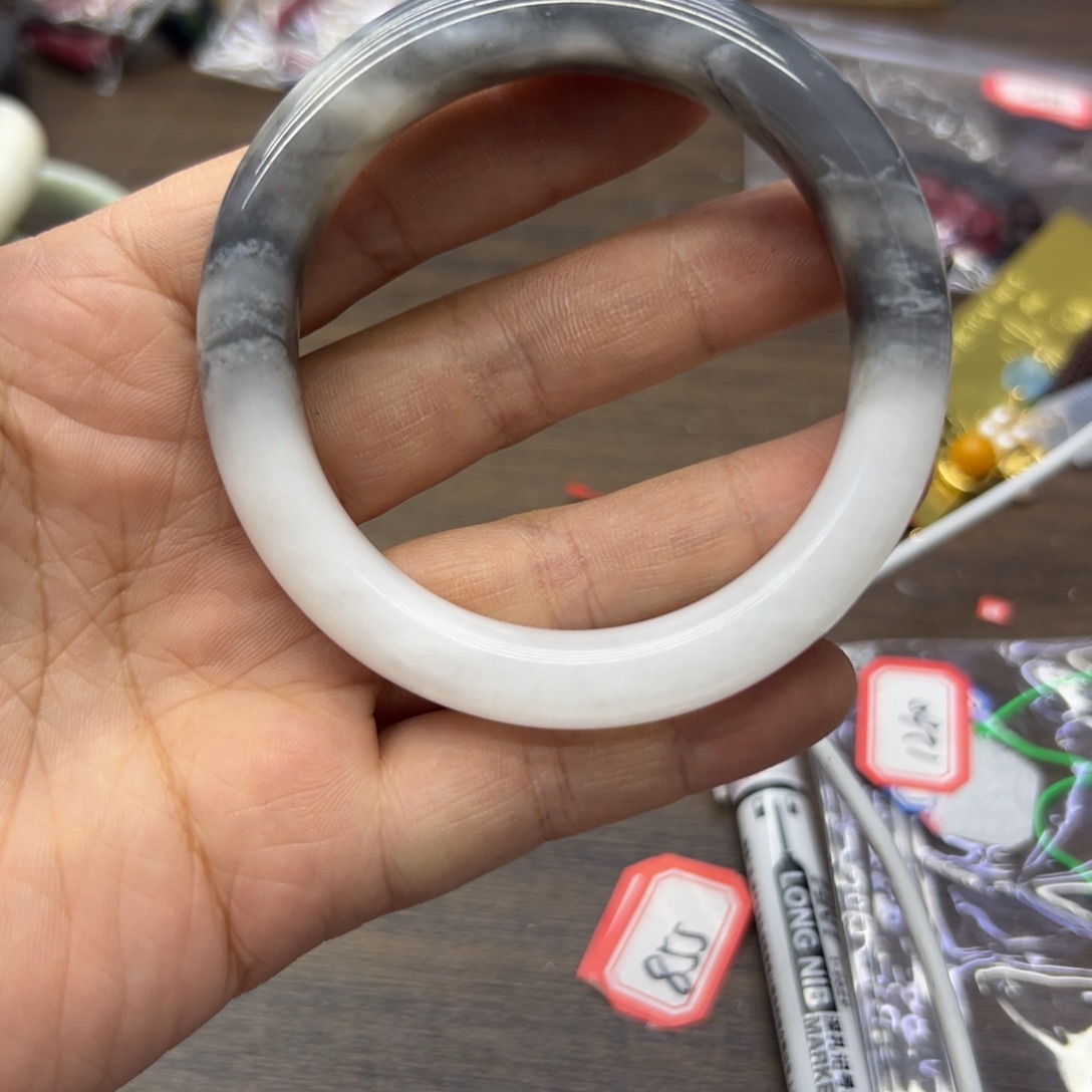 和田玉未镶嵌手镯57.8圈围35