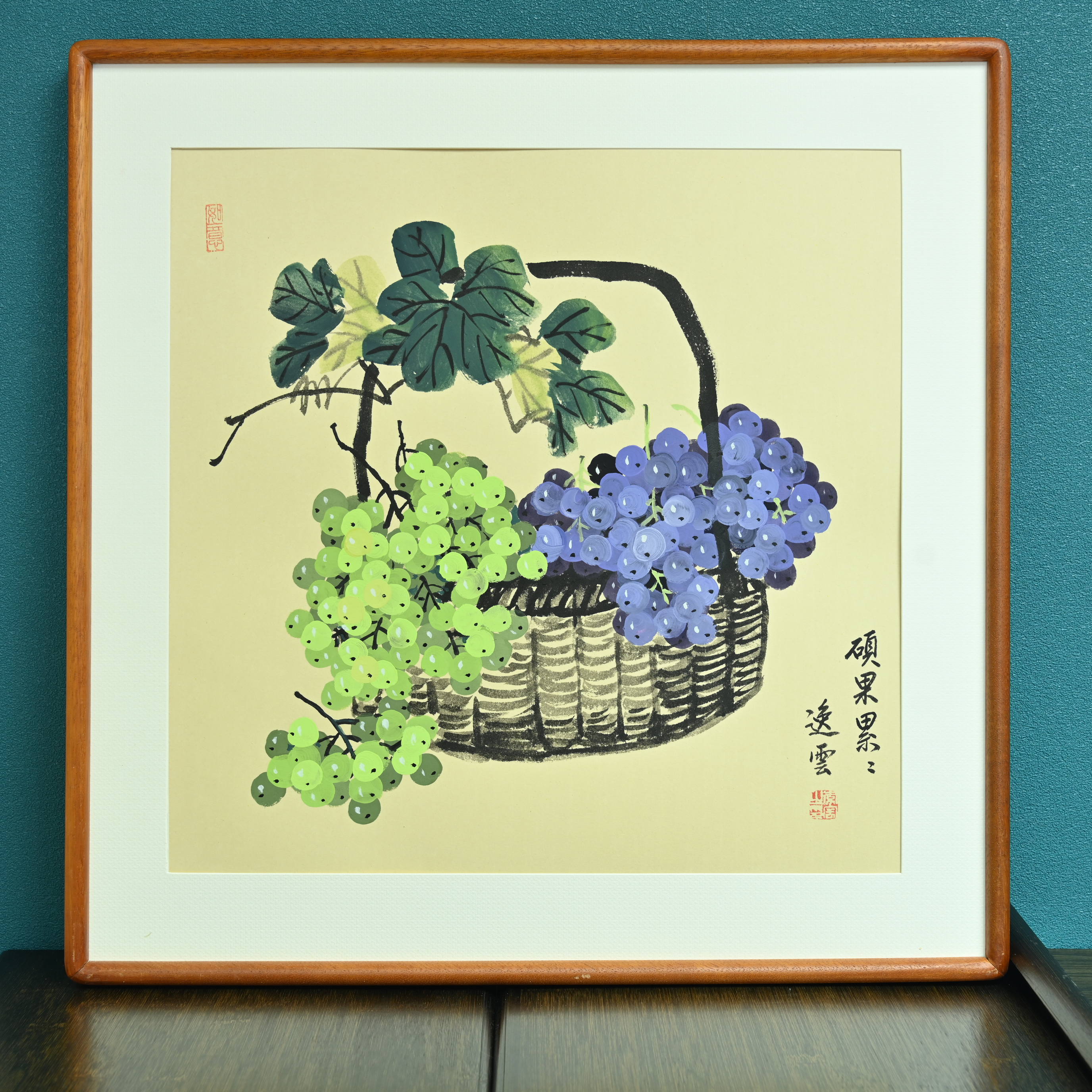 L-李宇老师国画作品，葡萄，尺寸63*63