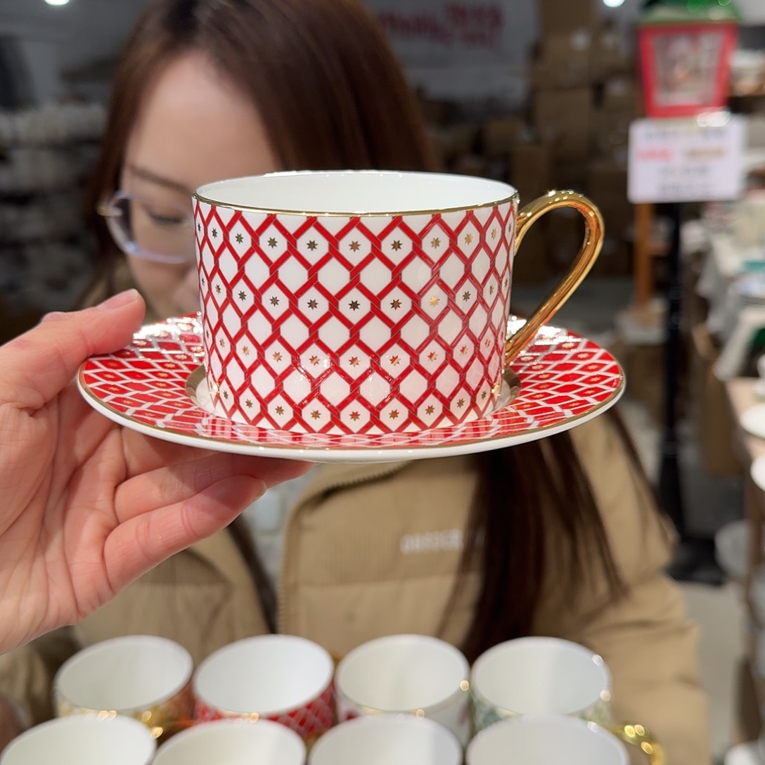 瓷鹅黄原单咖啡杯碟250ml一套微瑕 