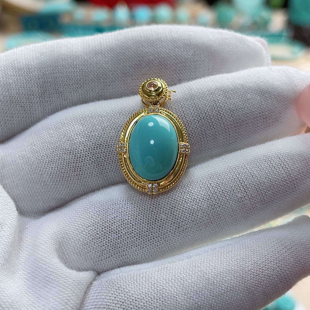 绿松石珠宝奇石18K金镶嵌