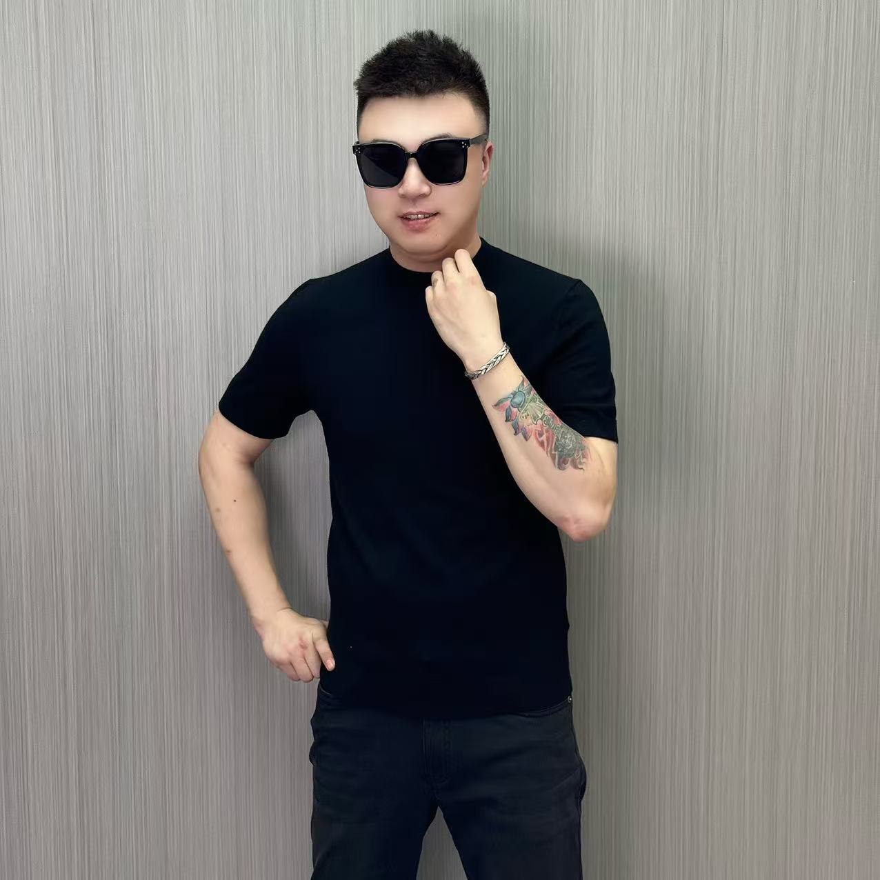 【21225】佤沙服饰男士秋冬时尚休闲圆领半袖毛衫