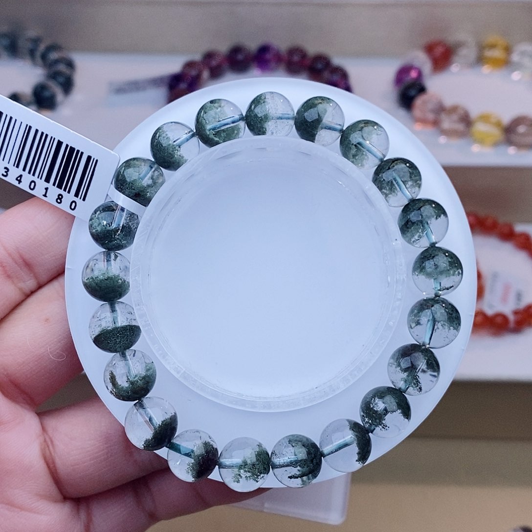 未镶嵌手链水晶聚宝盆绿幽灵9+m