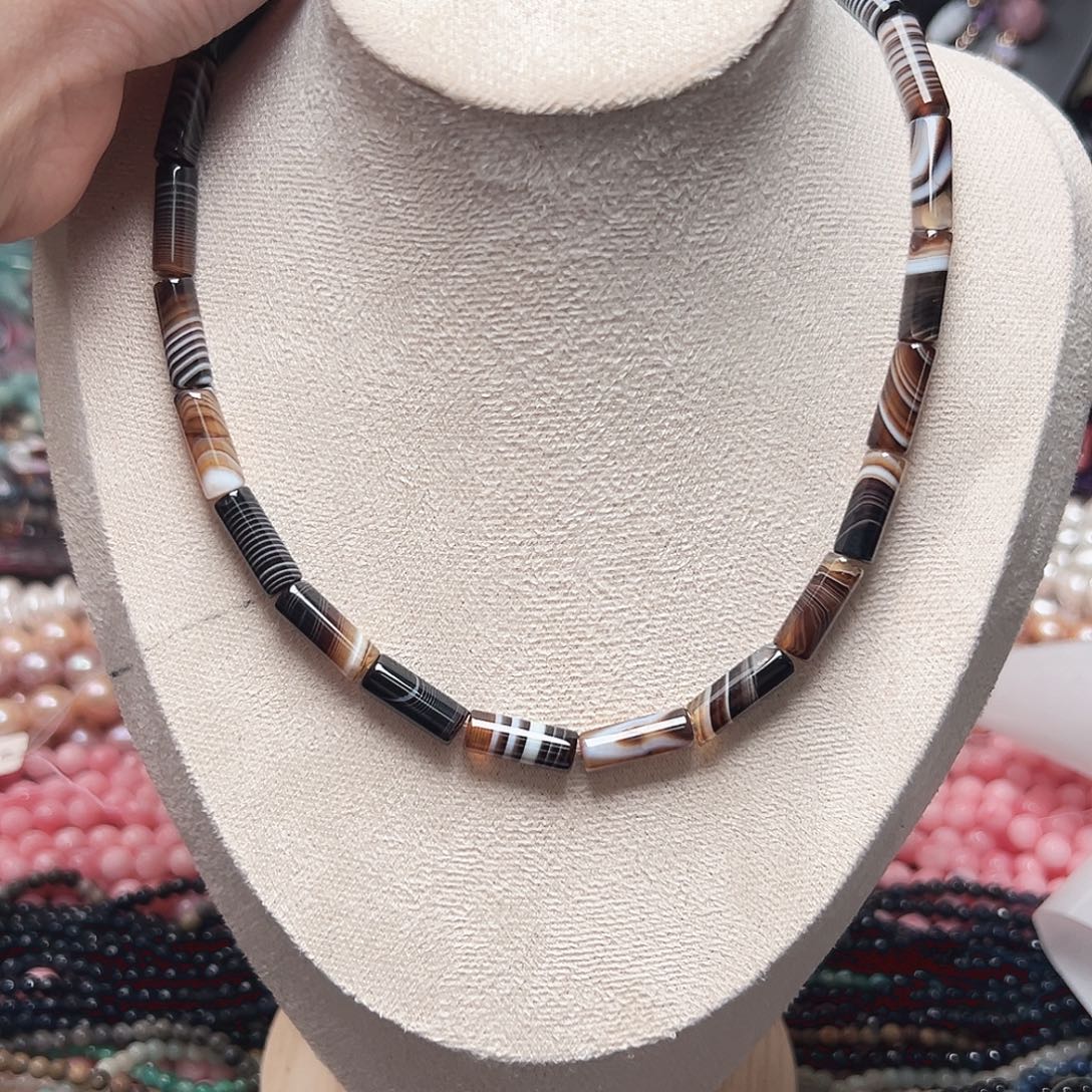 玛瑙/玉髓未镶嵌珠宝半成品k533 6m 蚕丝桶珠玛瑙一条