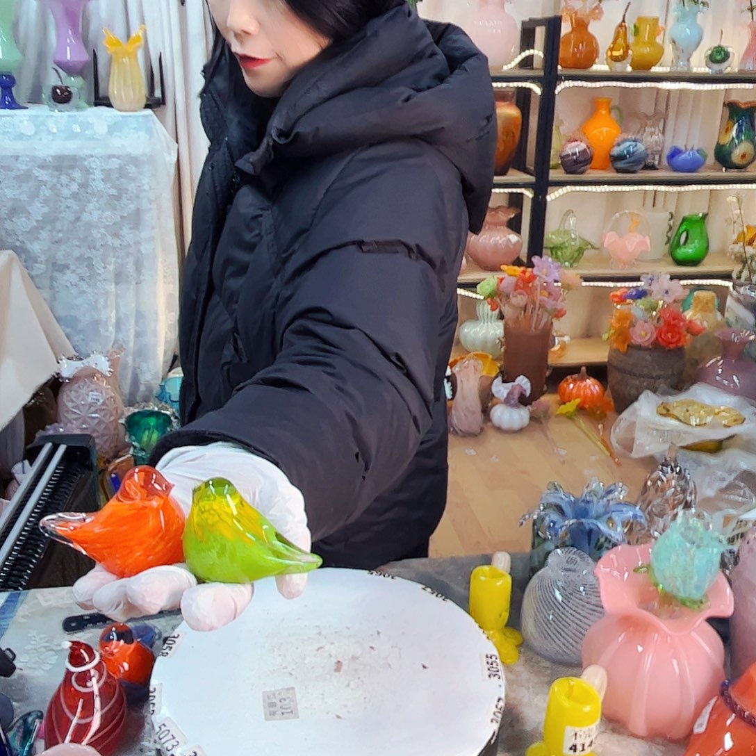 一对迷你鸟家悦美居琉璃摆件不完美