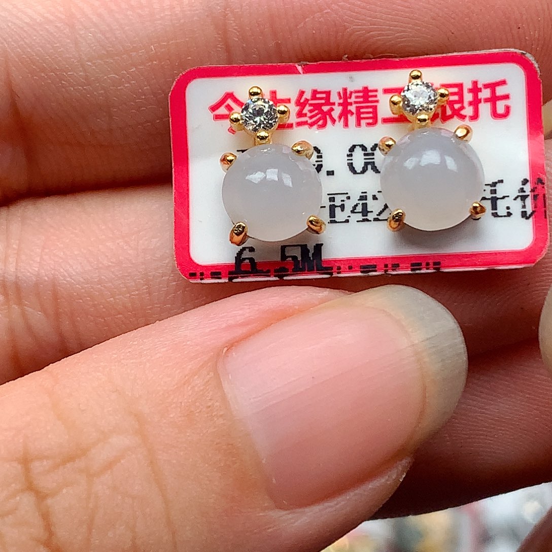 翡翠戒指银S925镶嵌天然翡翠耳饰