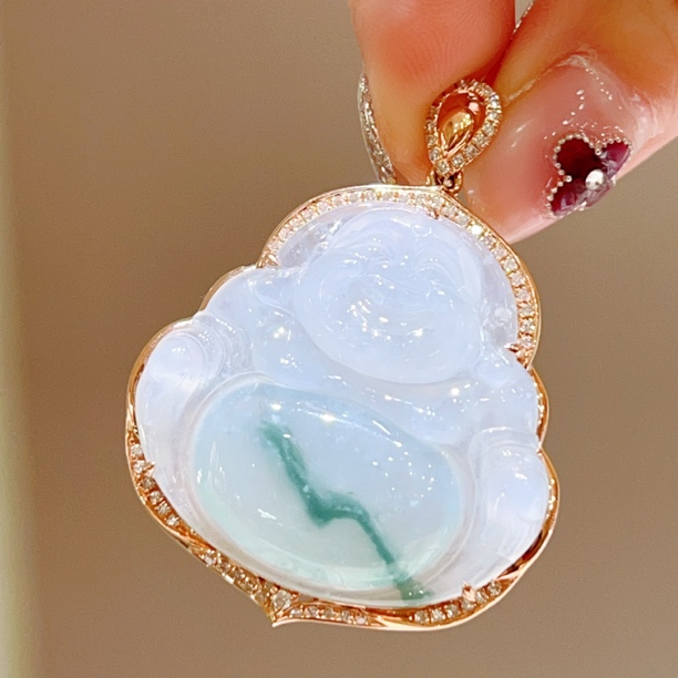 18k玫瑰金翡翠吊坠 8200