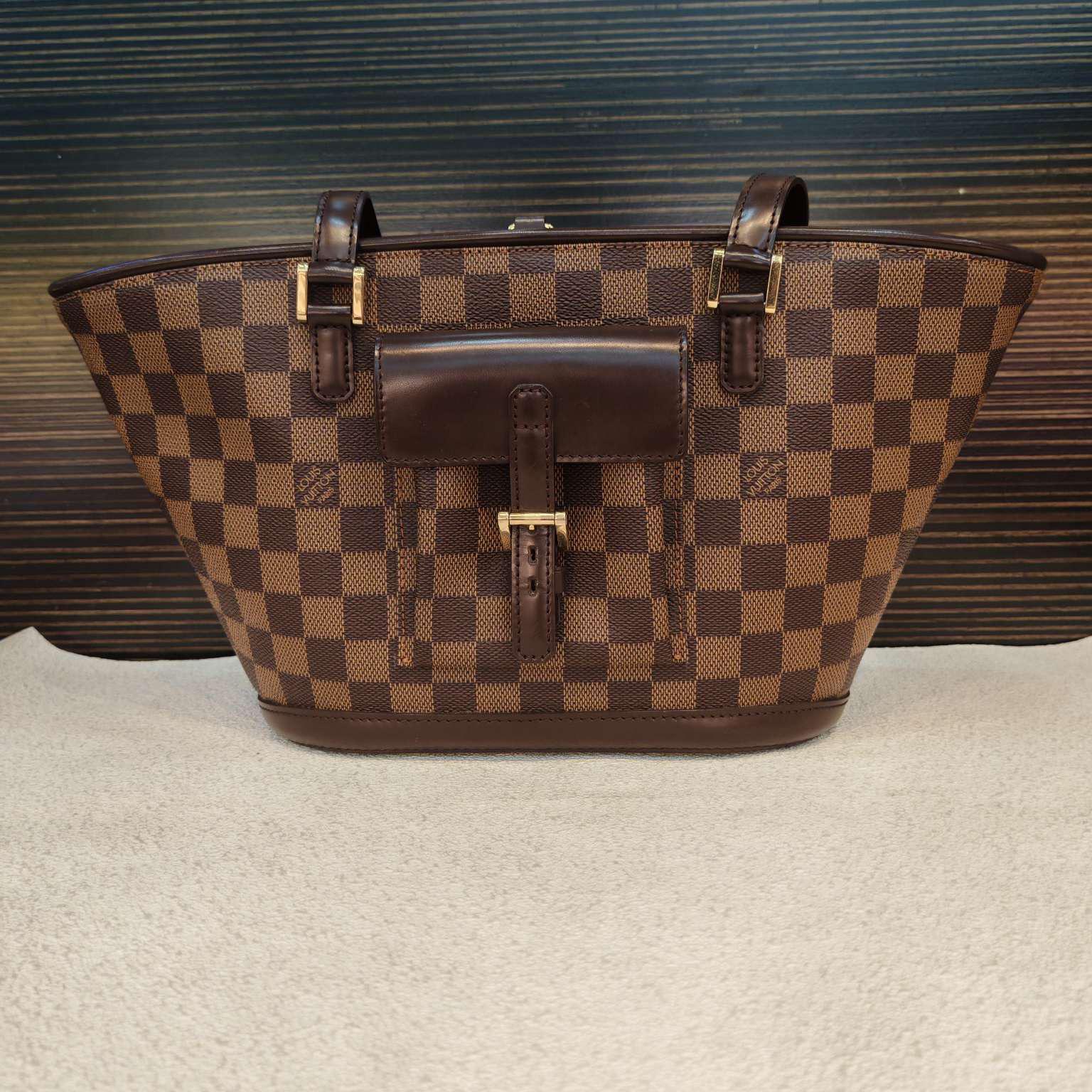 95新 LouisVuitton/路易威登 棋盘格菜篮子手提包
