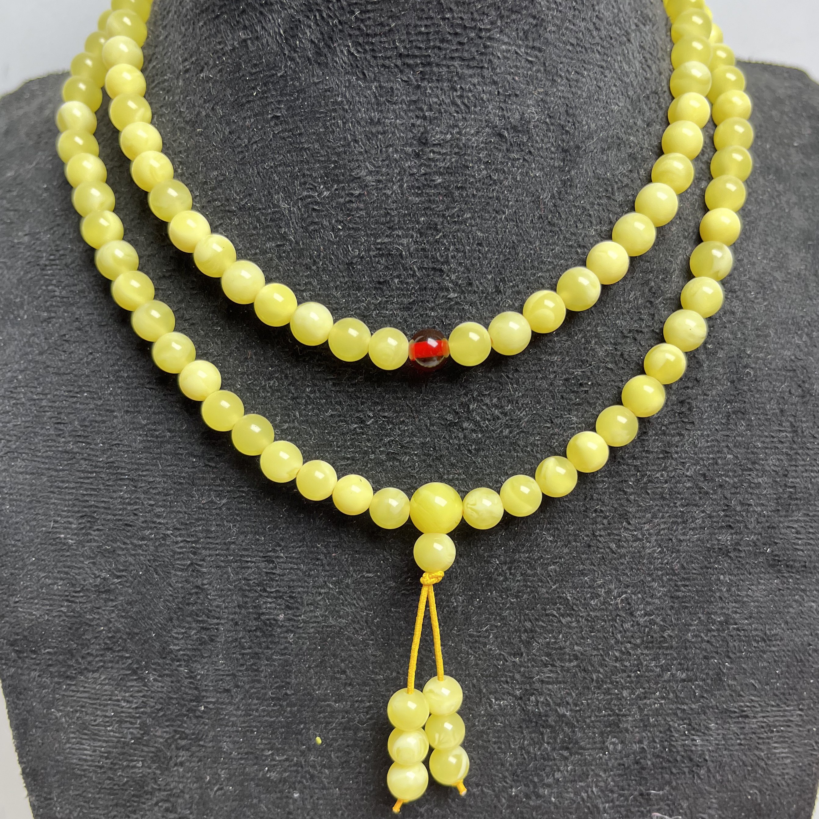 时尚百搭DIY配饰，108颗毛衣黄色链佛念珠佛珠