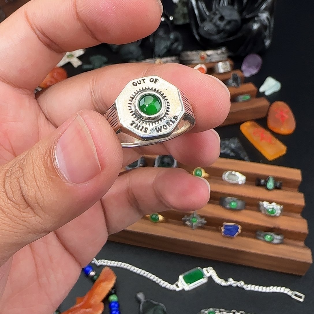 O****翡翠戒指银S925镶嵌