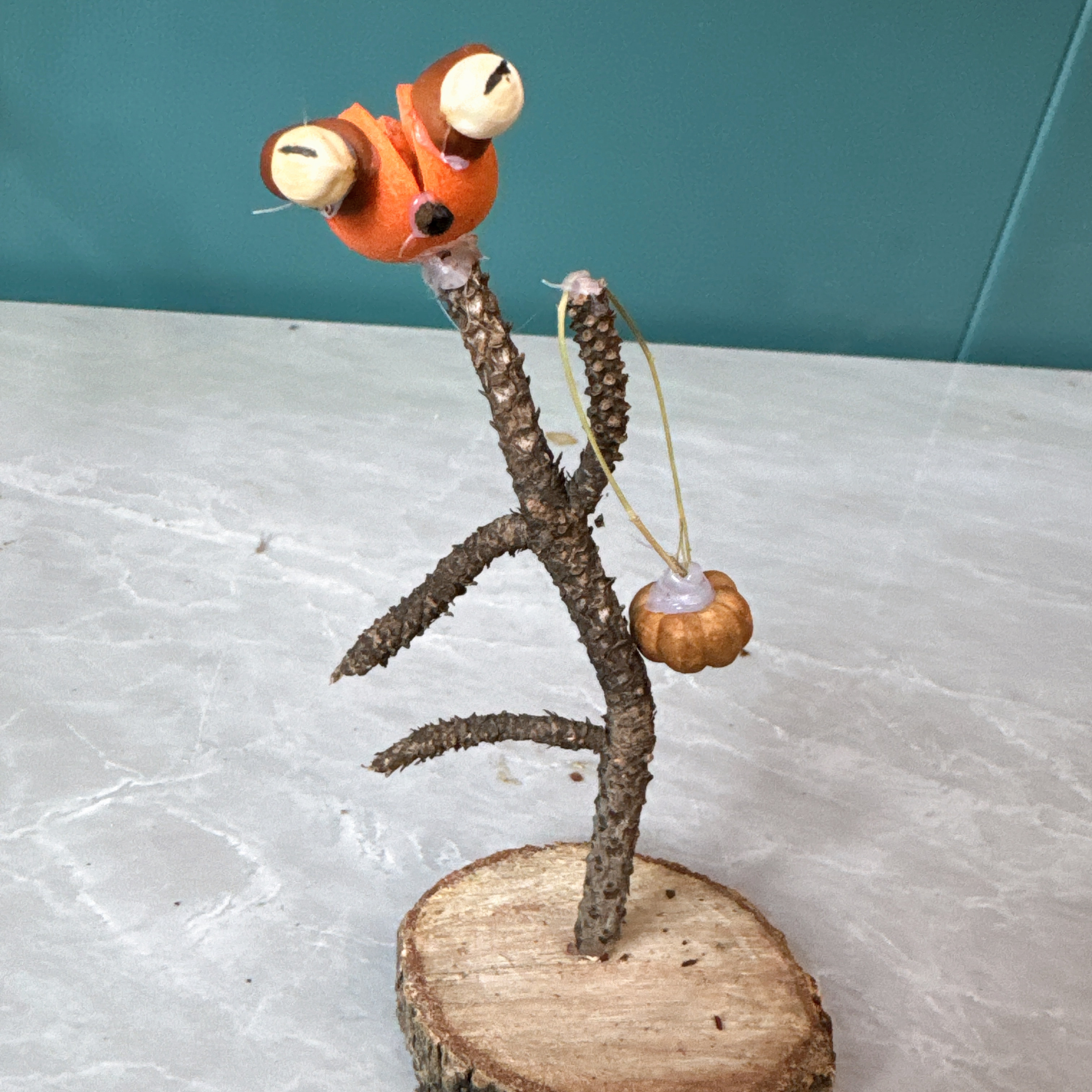 狐狸食人花手工DIY制作，松果核桃手工设计创意摆件车载装饰可爱