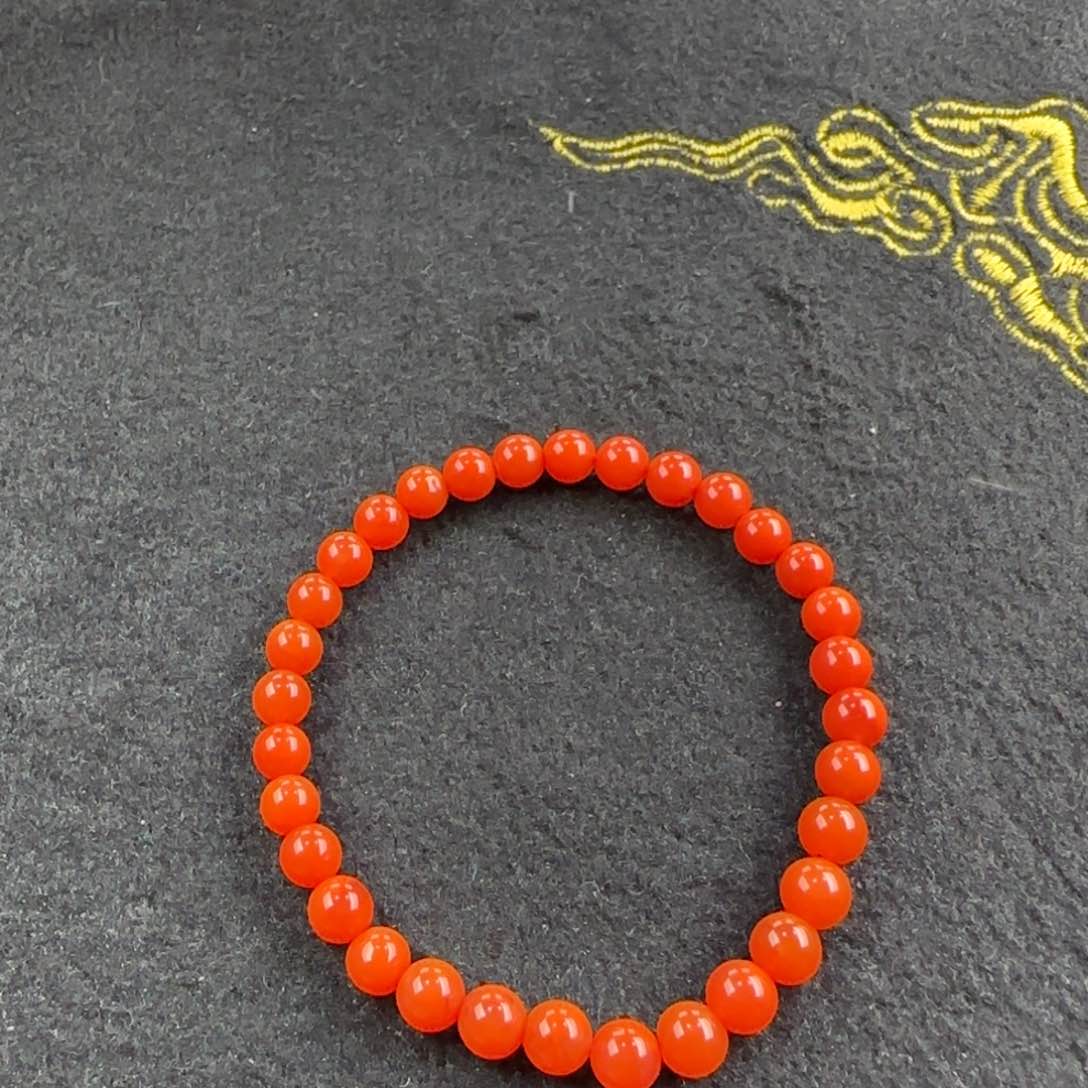 南红玛瑙福利款6mm柿子红单圈未镶嵌