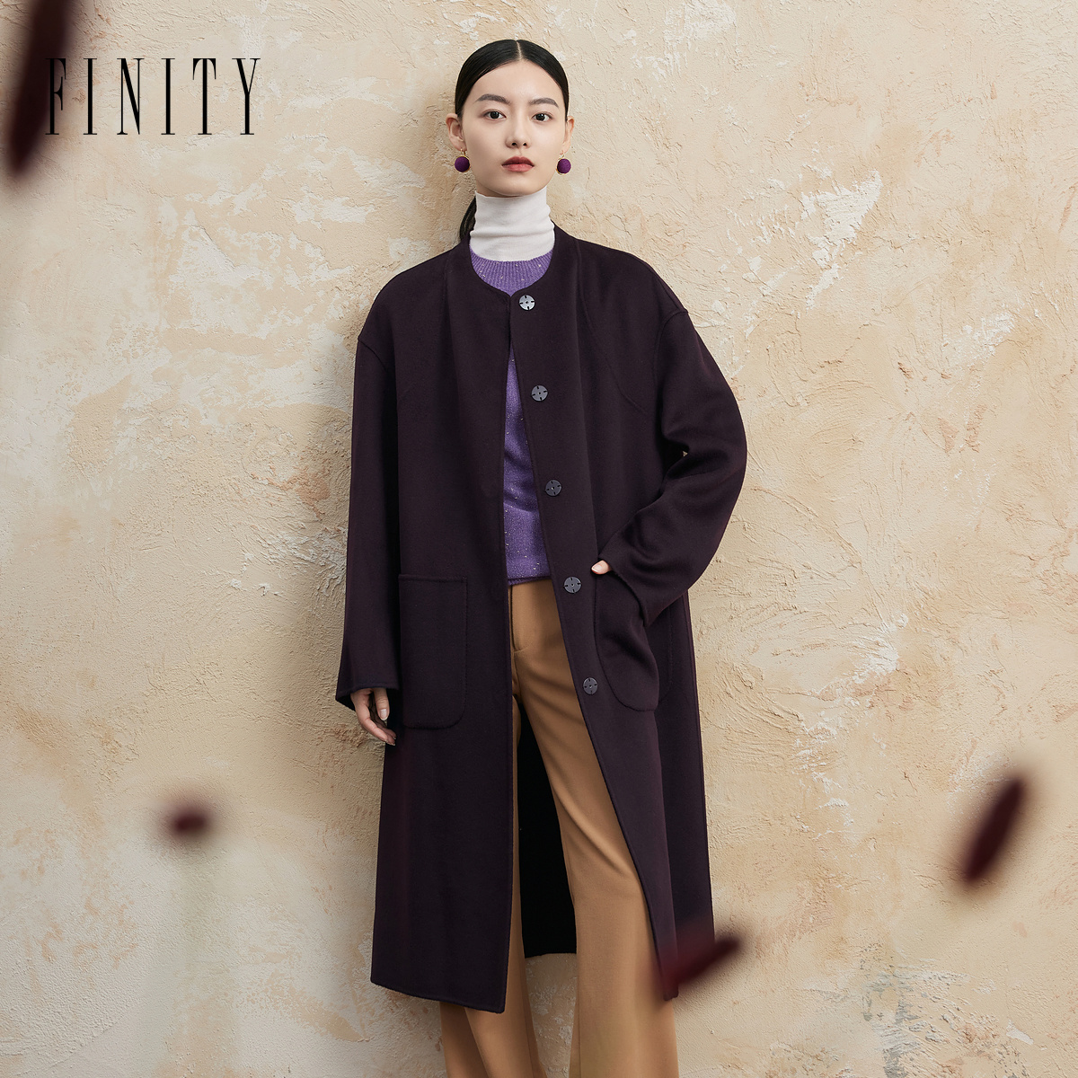 【粉丝专享】FINITY 100%绵羊毛时尚潮流毛呢外套女 F21WAC29D3