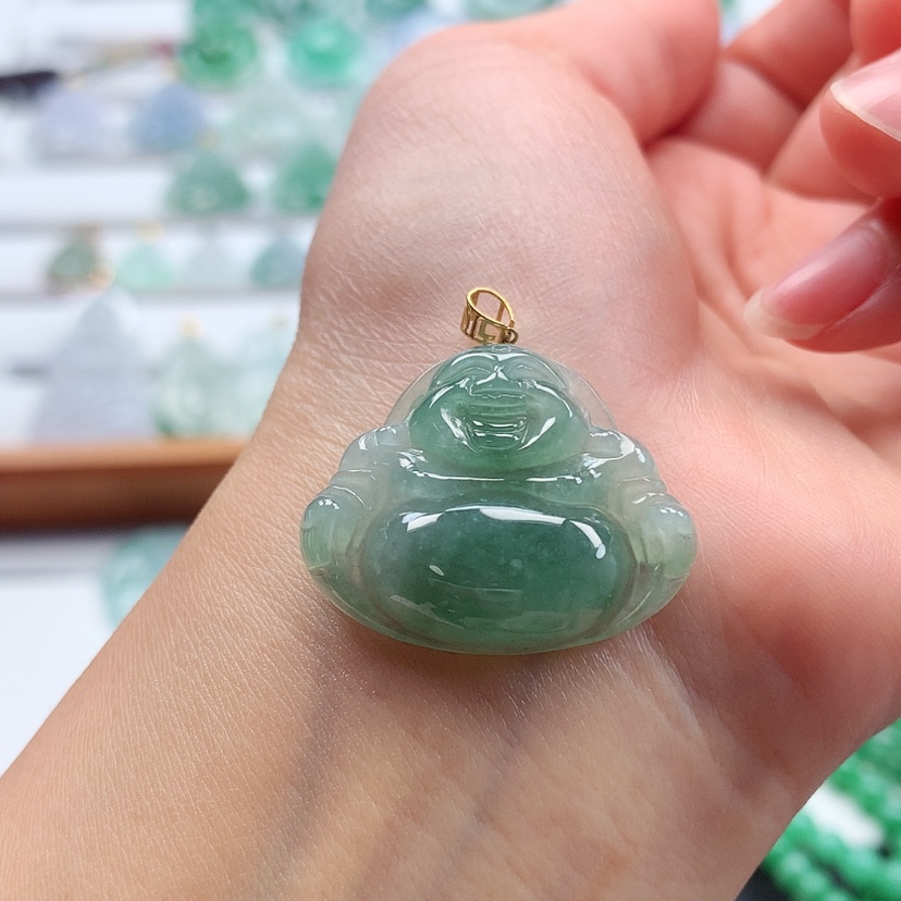 【闪购商品】翡翠吊坠(赠链)18K金镶嵌