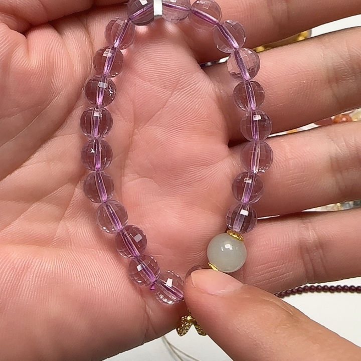 手链水晶银S925镶嵌天然紫水晶单圈7+080