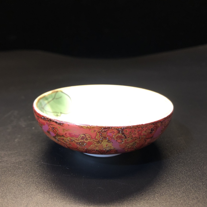 12.22/N100510/00565/大漆红釉荷花普洱杯/口径7.7/高2.8/40cc