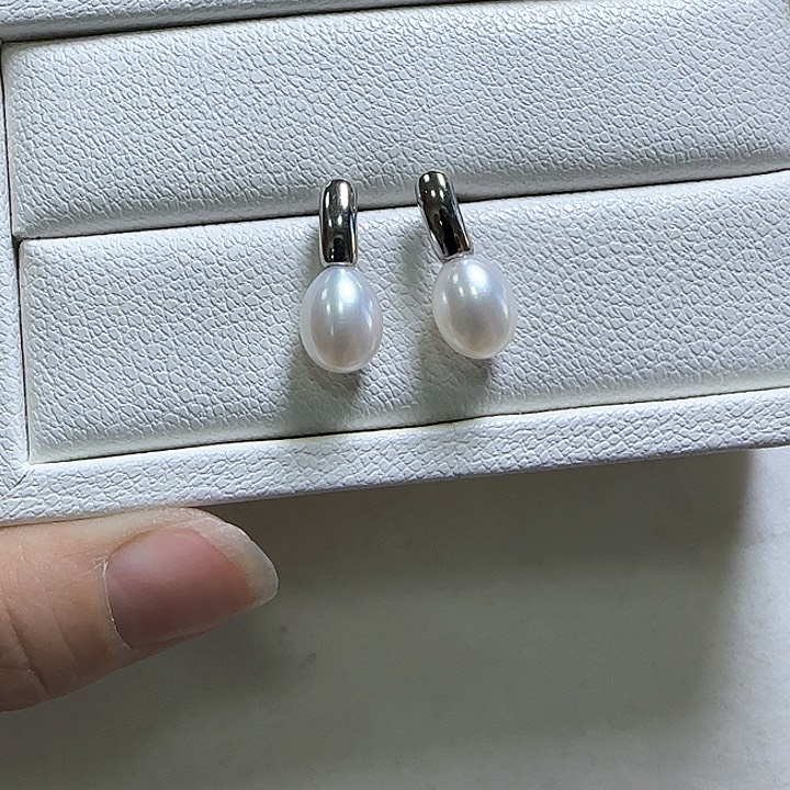 淡水珍珠耳饰银S925镶嵌