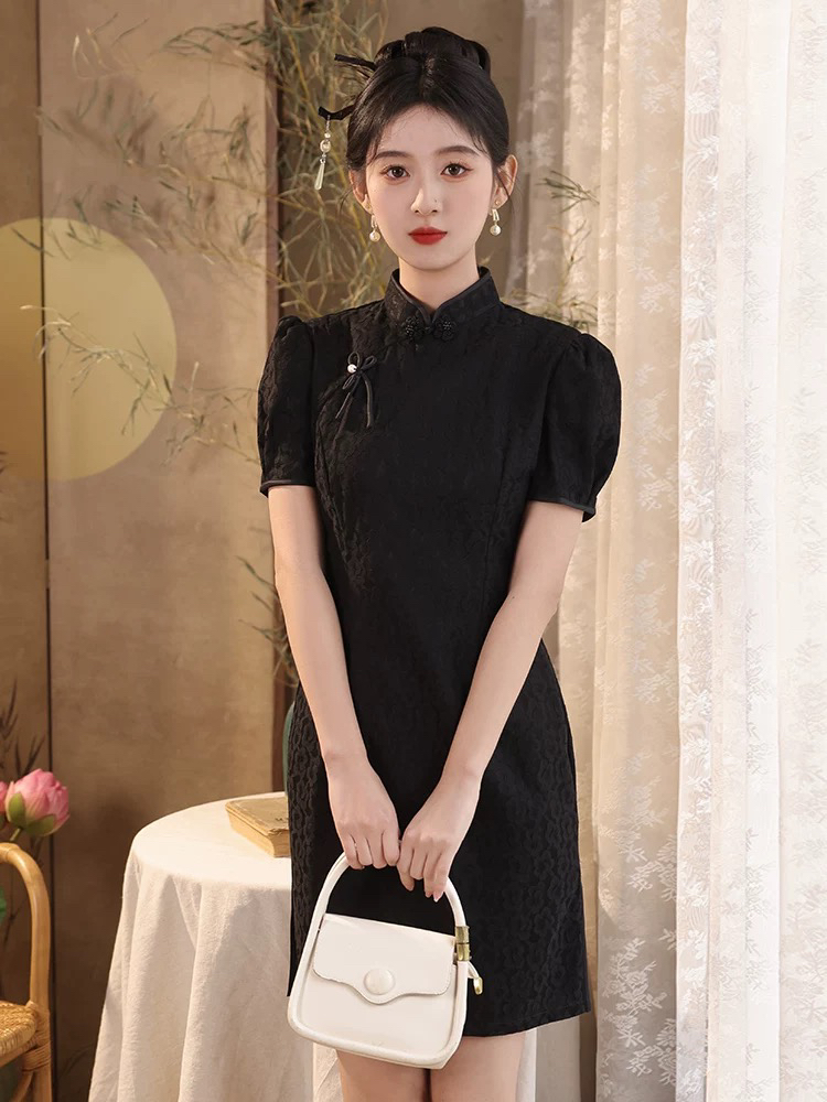 【2109 迷蝶香 黑色】显瘦气质修身优雅复古中国风旗袍