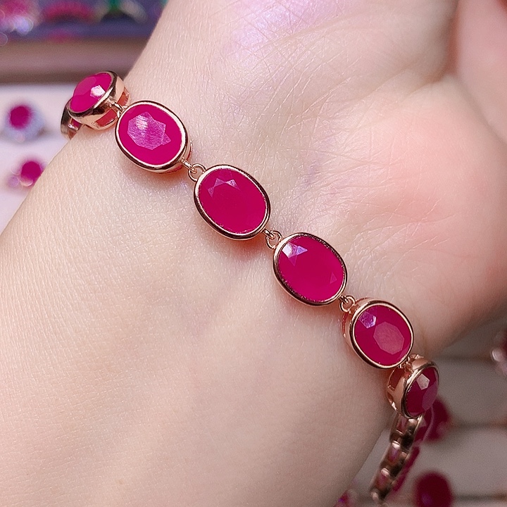 红宝石手链银S925镶嵌