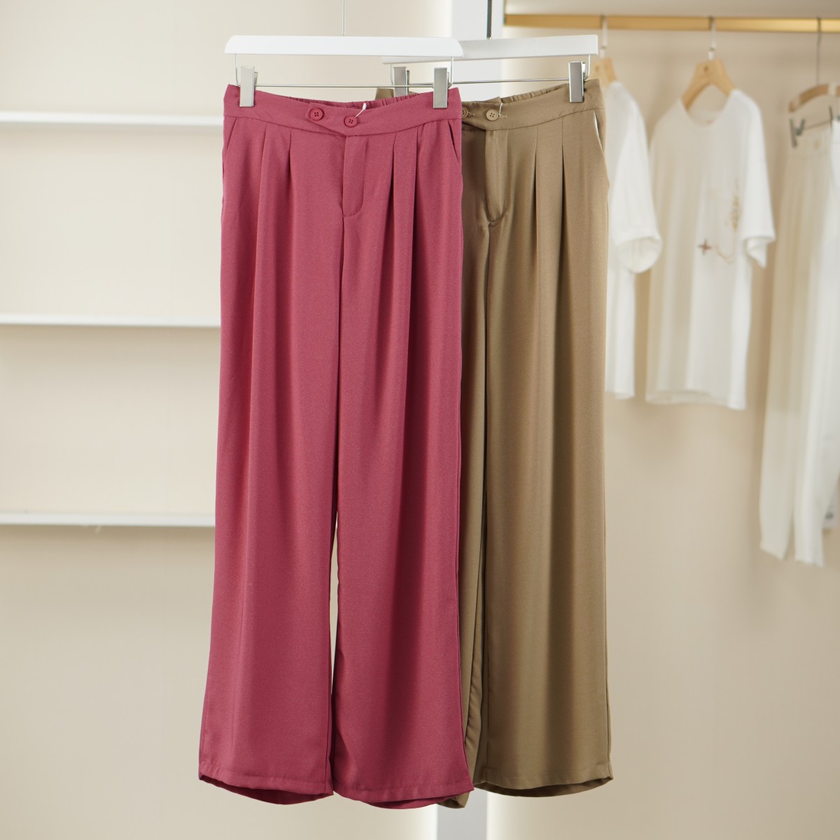 一路童行【睦】3051335 百搭休闲垂坠感西装阔腿裤女夏品牌折扣撤柜