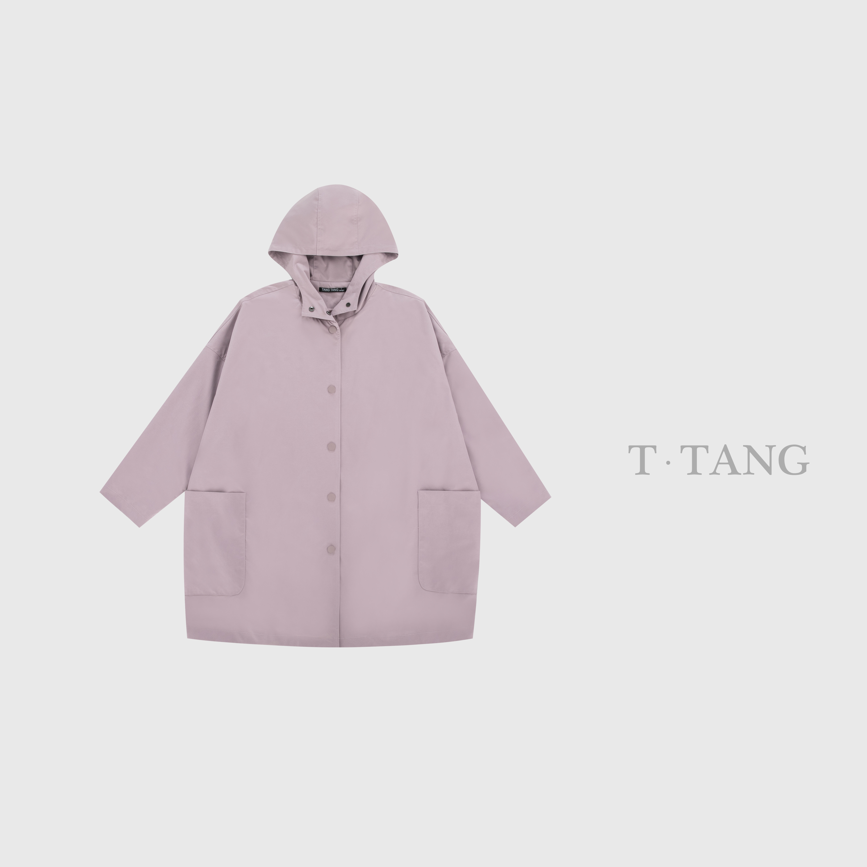 春秋季记忆色织宽松休闲保暖洋气时髦防风连帽风衣【6155】jj