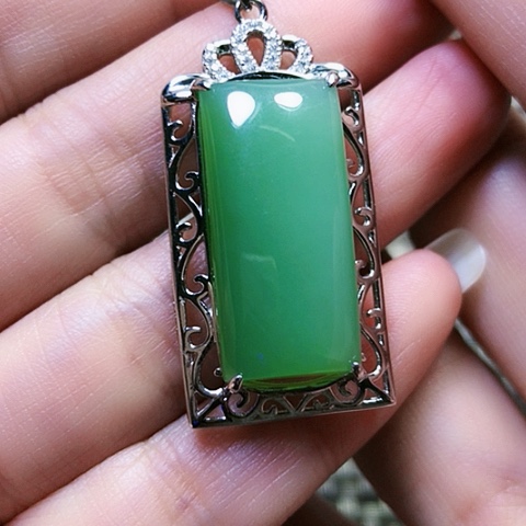 和田玉银S925镶嵌挂件