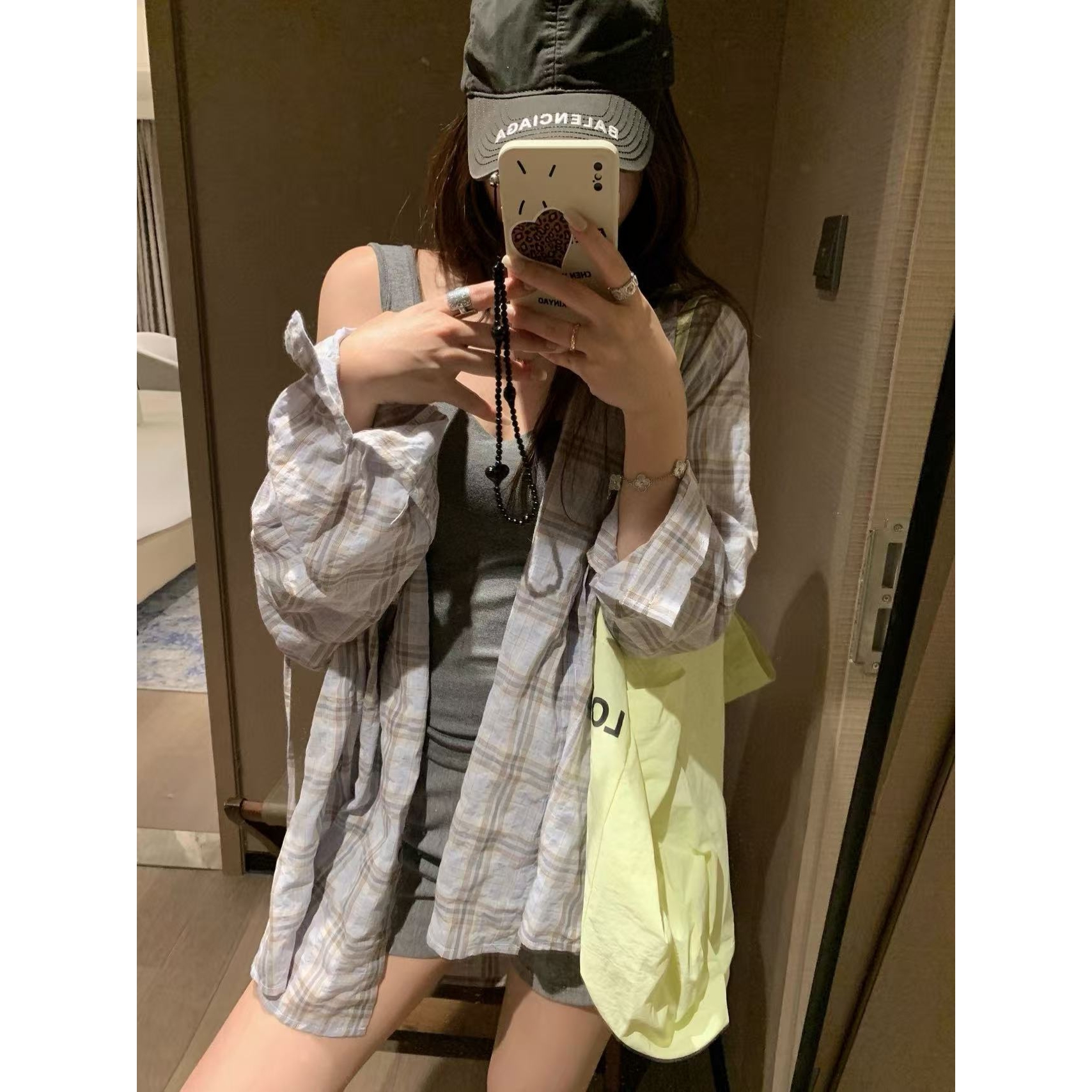 SP 纸片人百搭连帽格子衬衣外套夏日防晒衬衫 