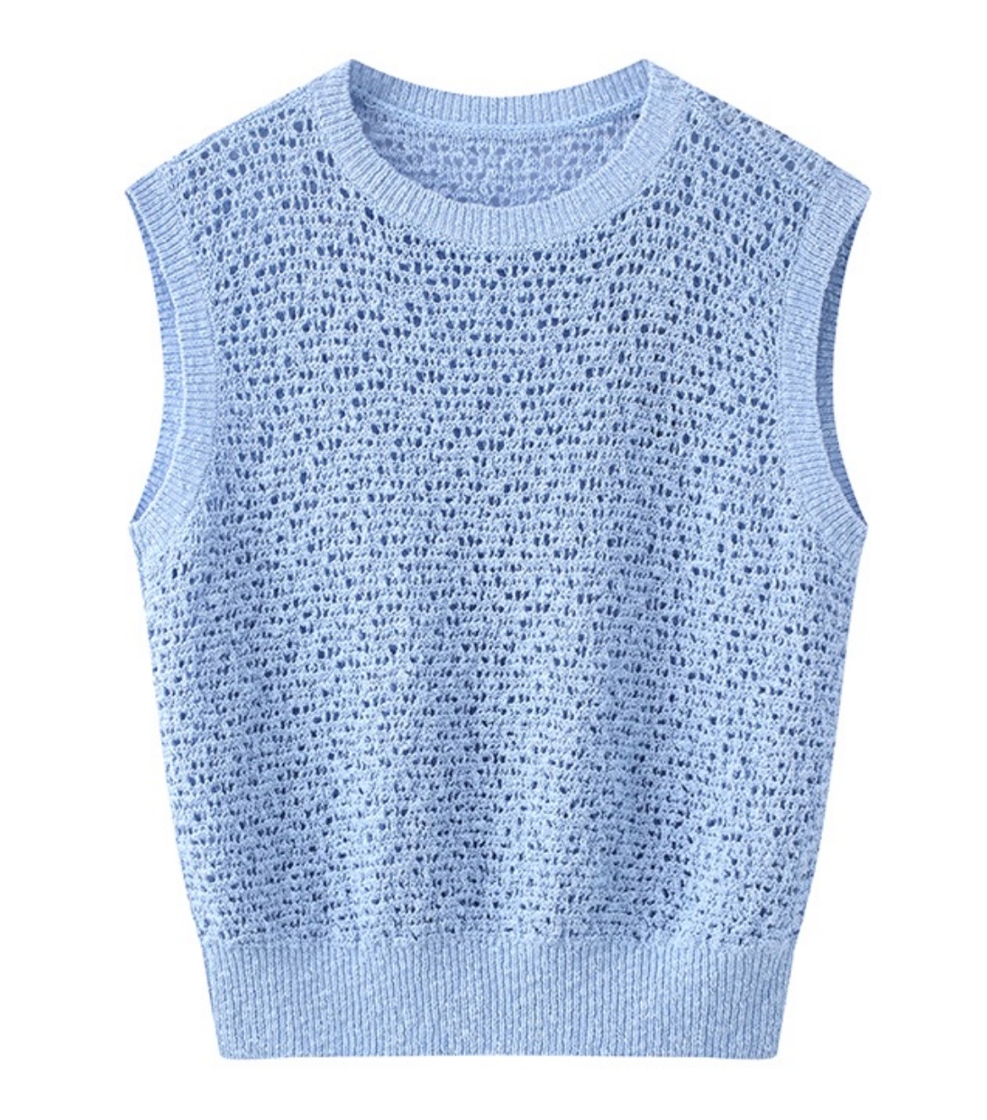 艾家新款2025夏季通勤时尚镂空百搭薄款无袖背心马甲8102