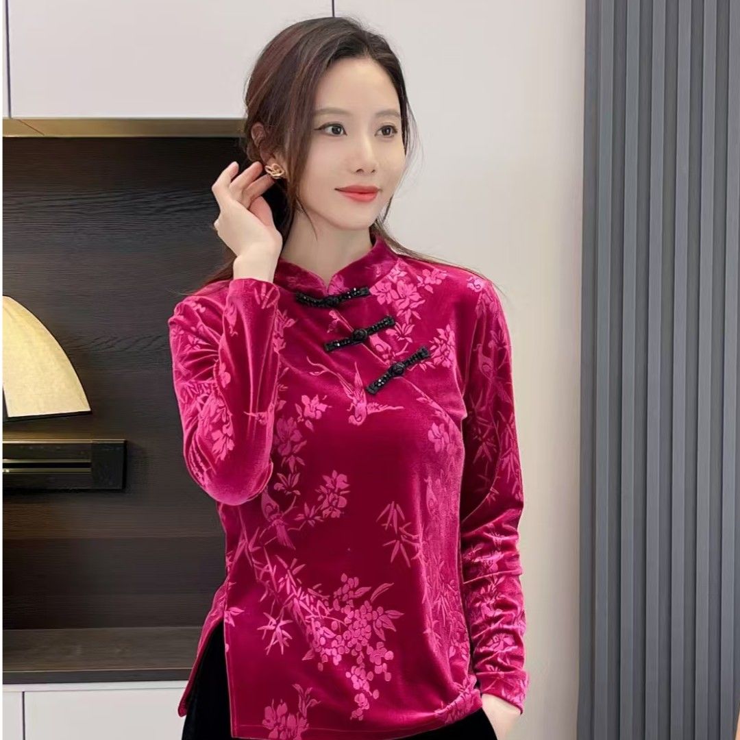 【小芳演绎2店】新年打底盘扣秋冬百搭保暖新中式国风小衫演绎上衣
