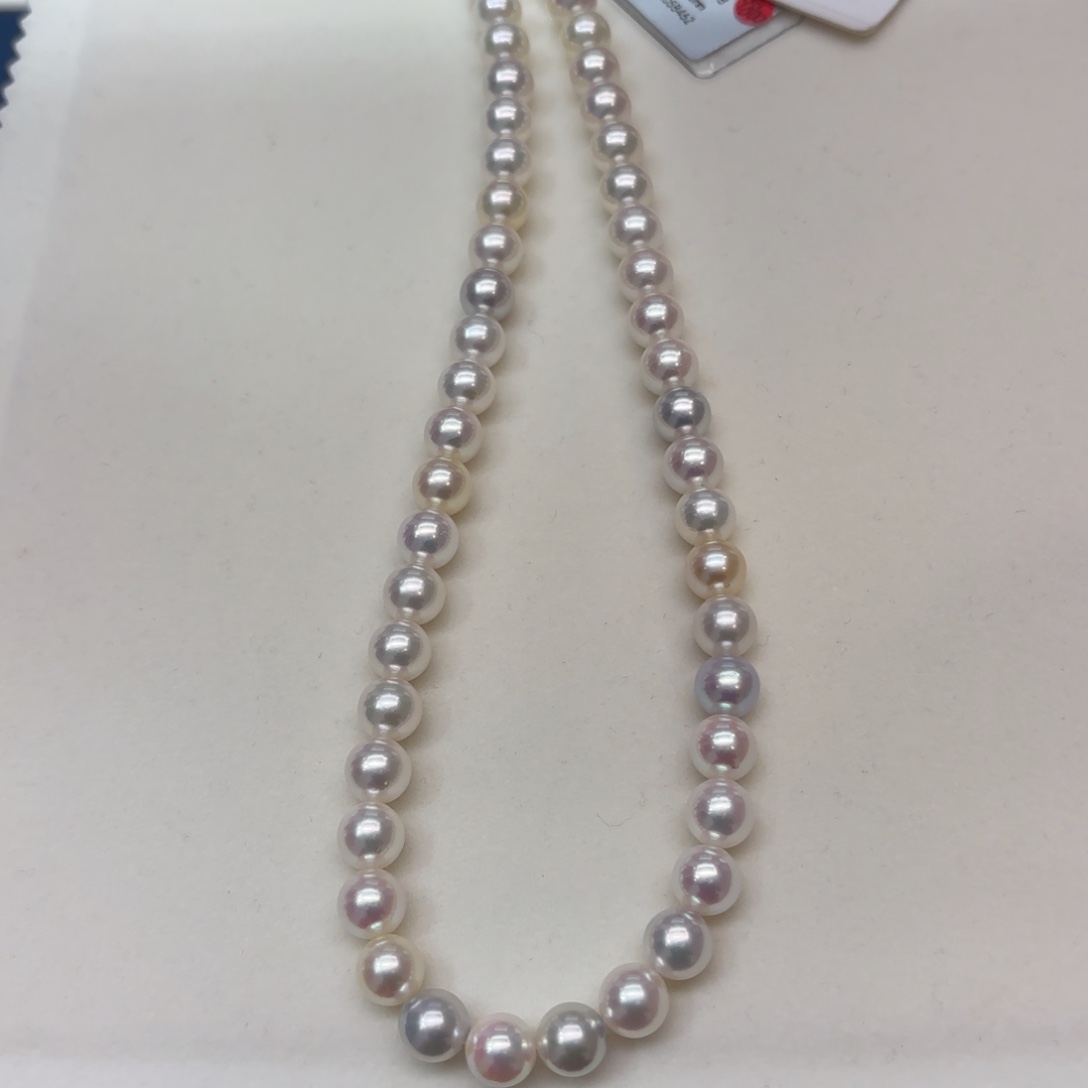 海水珍珠项链银S925镶嵌7.5-8