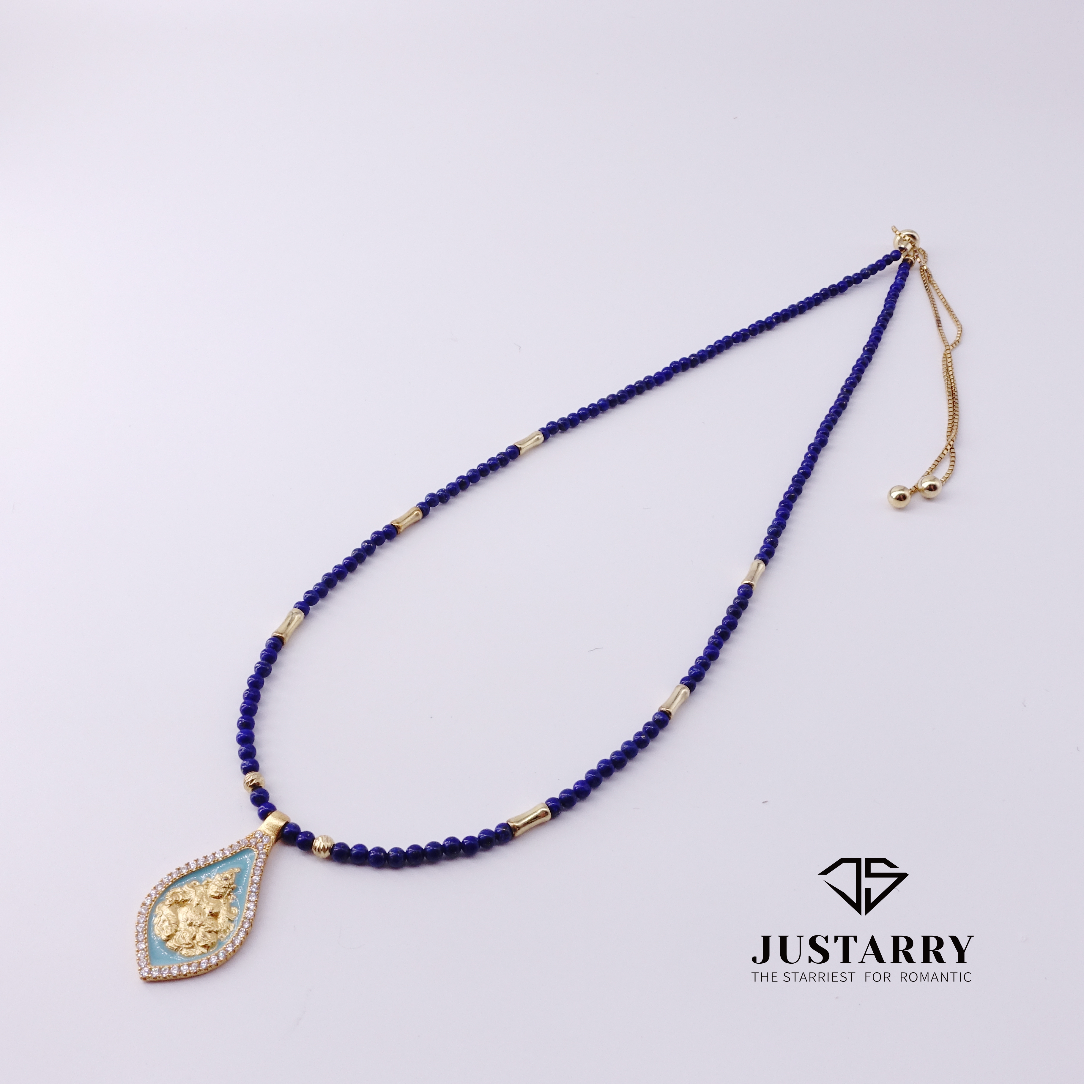 JUSTARRY【孤品秒杀】S925银天然青金石极细锁骨项链复古百搭气质