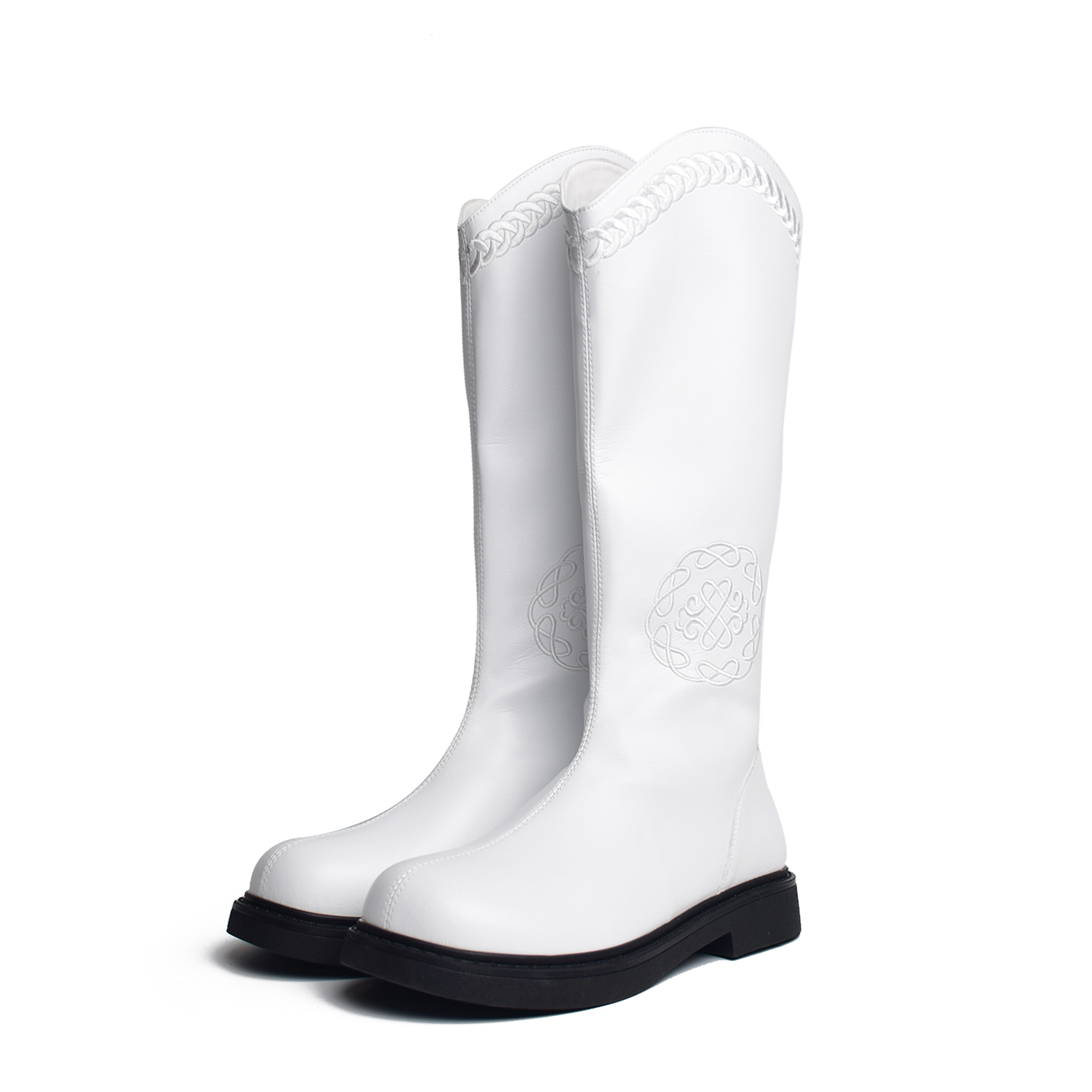 HAIRITAI/海日太民族风刺绣单款女童靴子后拉链高筒舞蹈靴7964