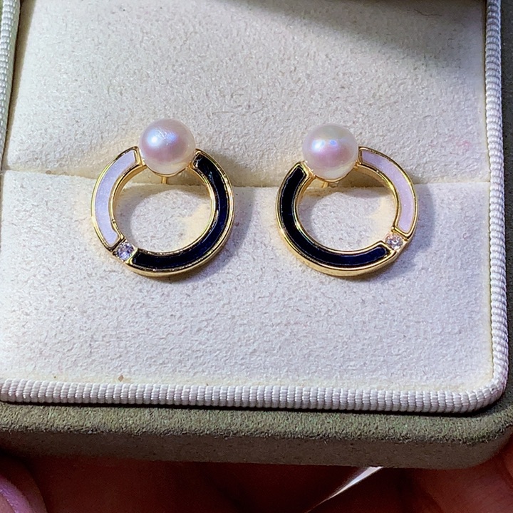 合金淡水珍珠耳饰