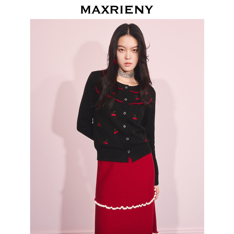 【早鸟提前购】MAXRIENY气质感毛针织衫25冬款收腰长袖上衣女