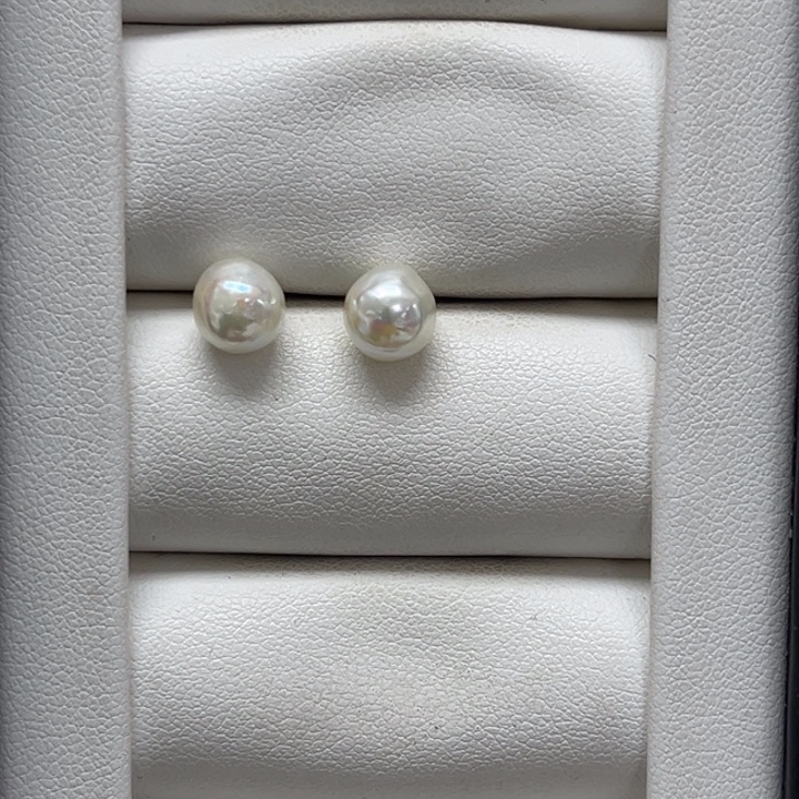 耳饰银S925镶嵌海水珍珠AK7-8mm9号