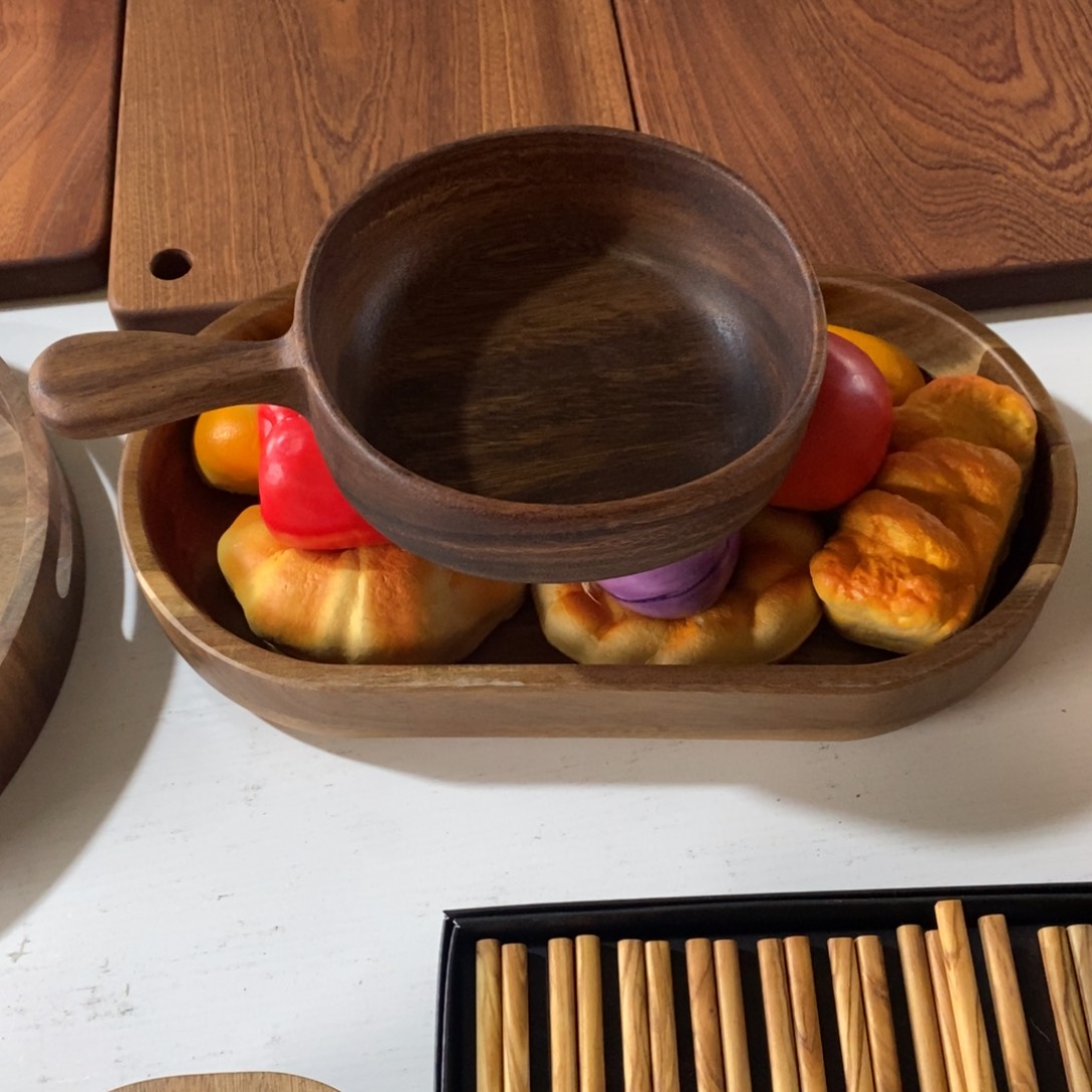 c*j相思木长条盘加手柄碗