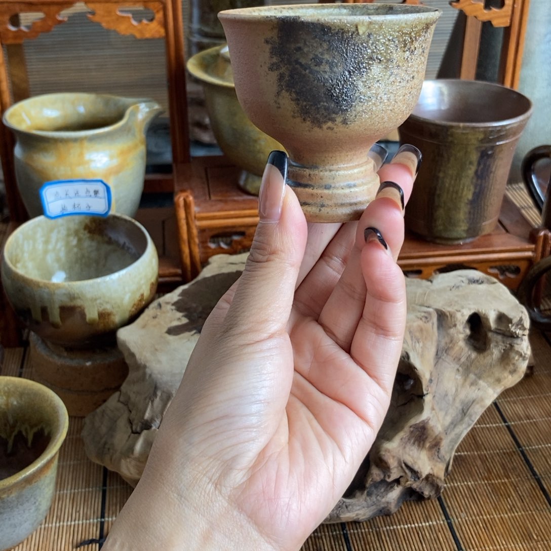 通红柴烧主人杯黑色