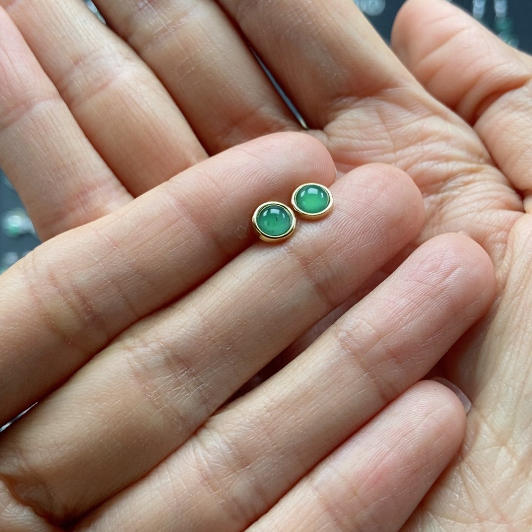 翡翠耳饰银S925镶嵌翡翠首饰