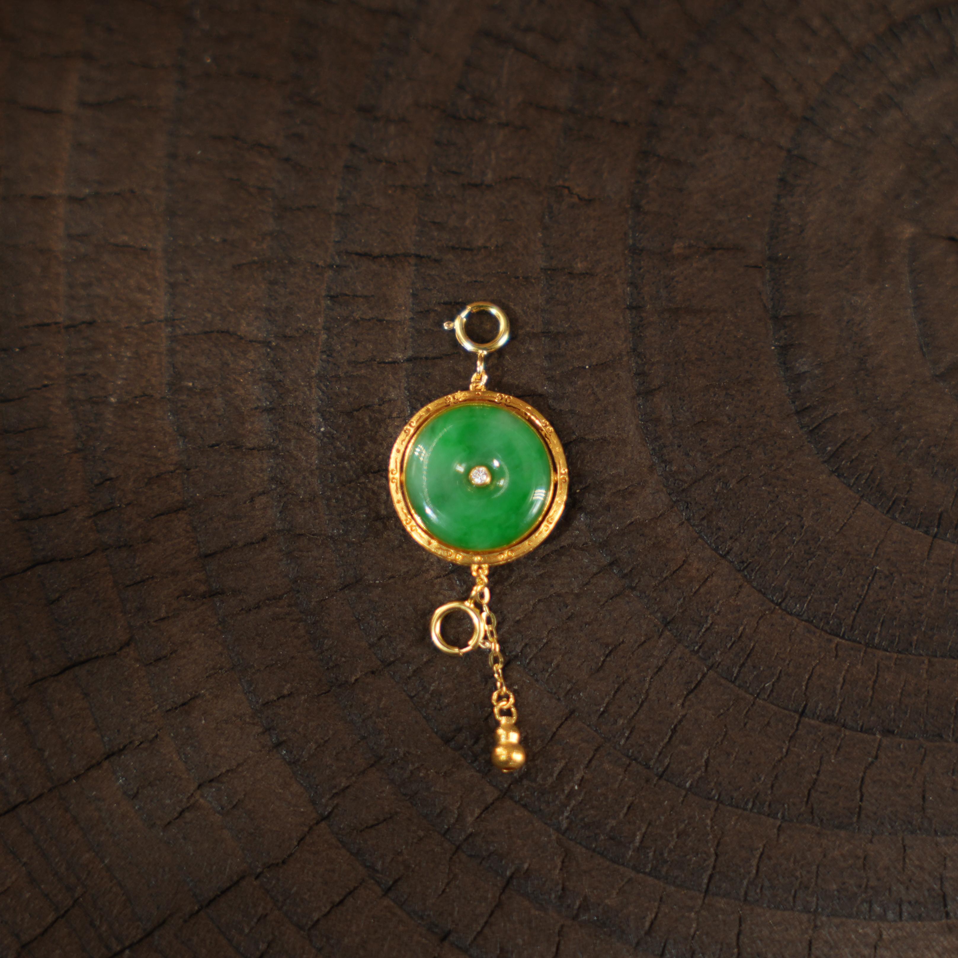 翠圆-天然A货翡翠18K金吊坠