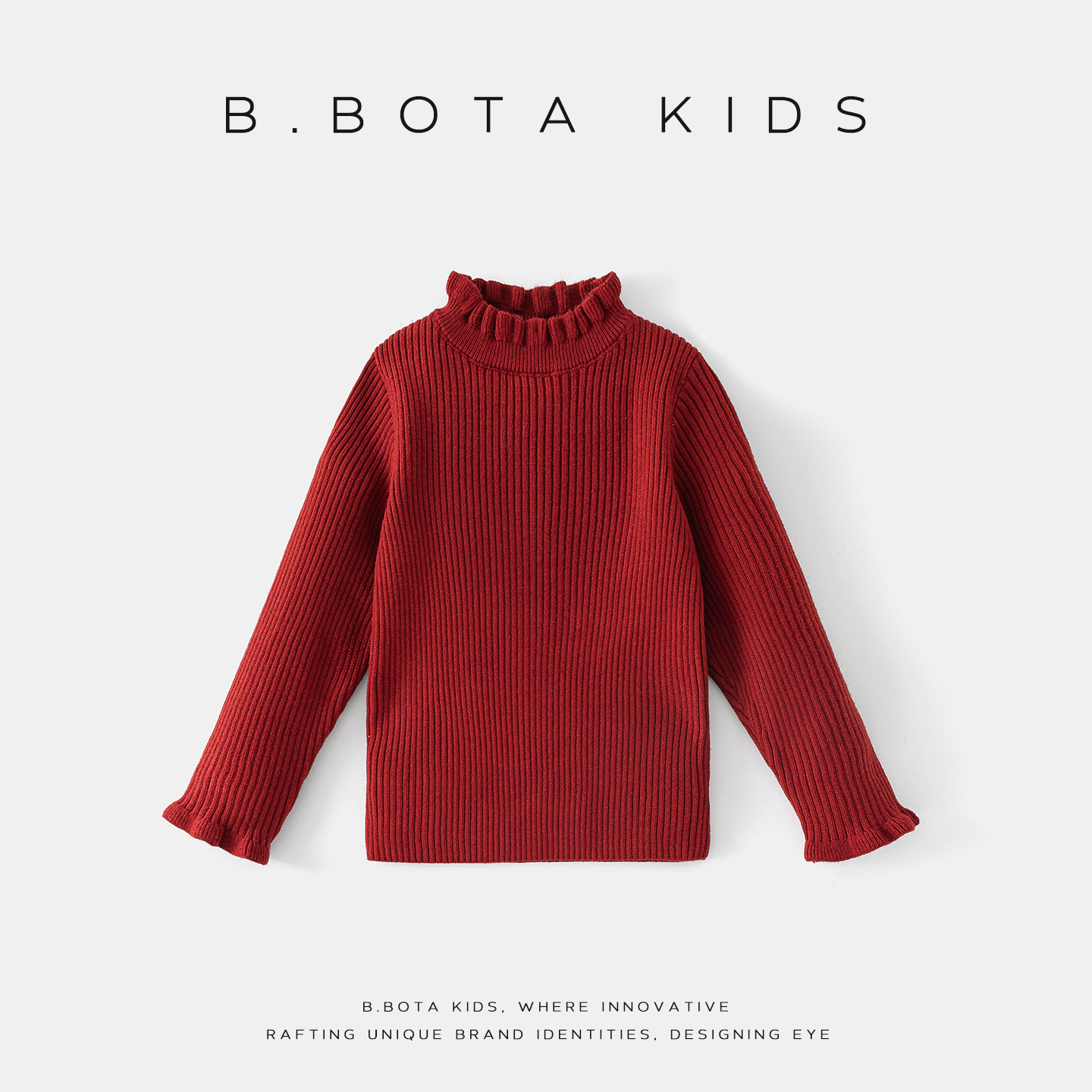 2025冬款儿童红色毛衣打底衬衫-my3501