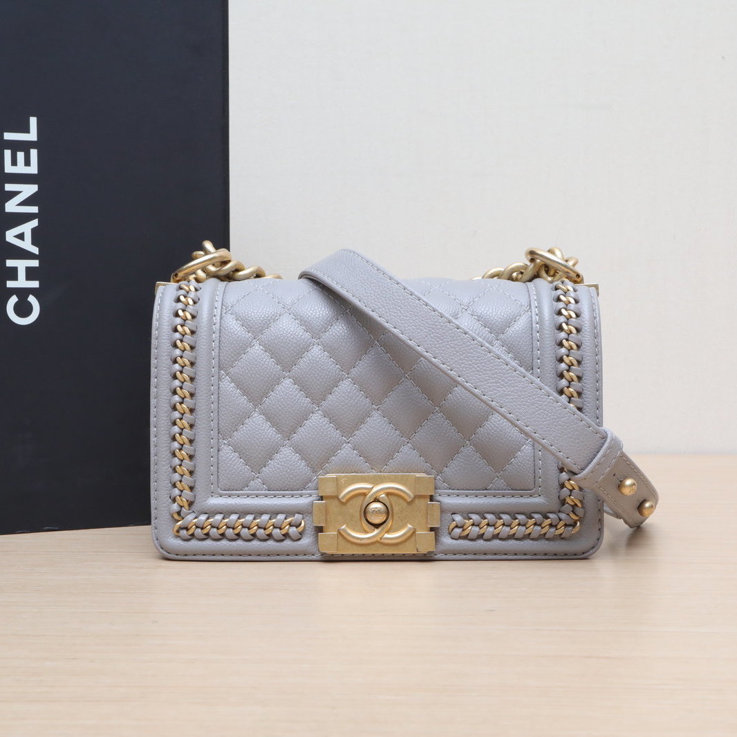 95新 Chanel/香奈儿 【念念】Leboy 小号 20.5cm 灰色 芯片开 