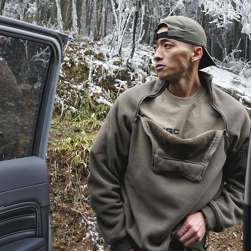 GUNCHILL户外半开衫抓绒衣内胆秋冬季加厚保暖硬汉风防寒战术卫衣