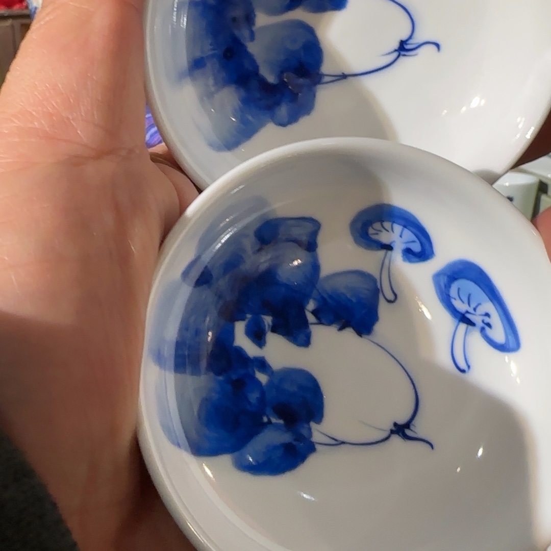 瓷手绘青花白菜普洱杯