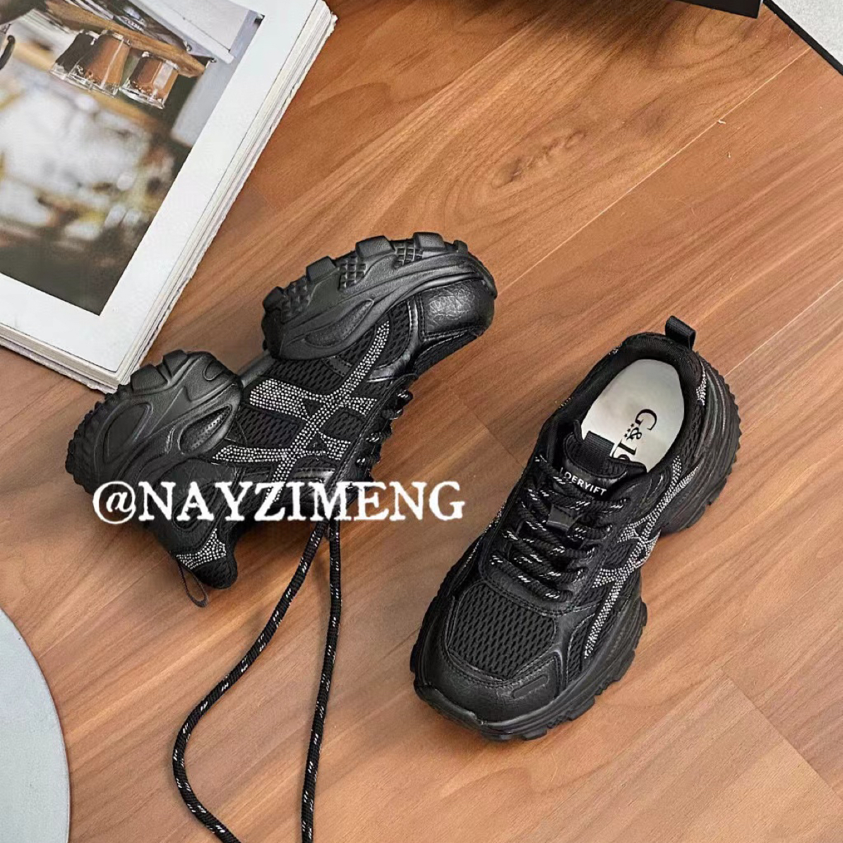 运动鞋时尚百搭女士老爹鞋网面女鞋休闲鞋户外真皮增高 6011