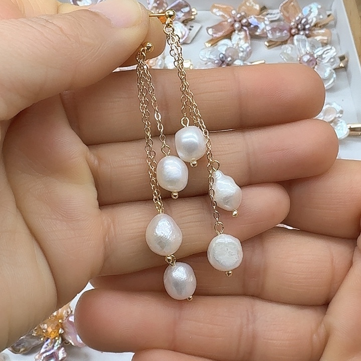 淡水珍珠耳饰银S925镶嵌