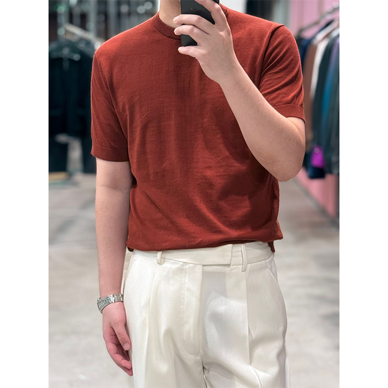 7600版“意式极简 Premium cotton 超柔超轻 100%棉”针织短袖